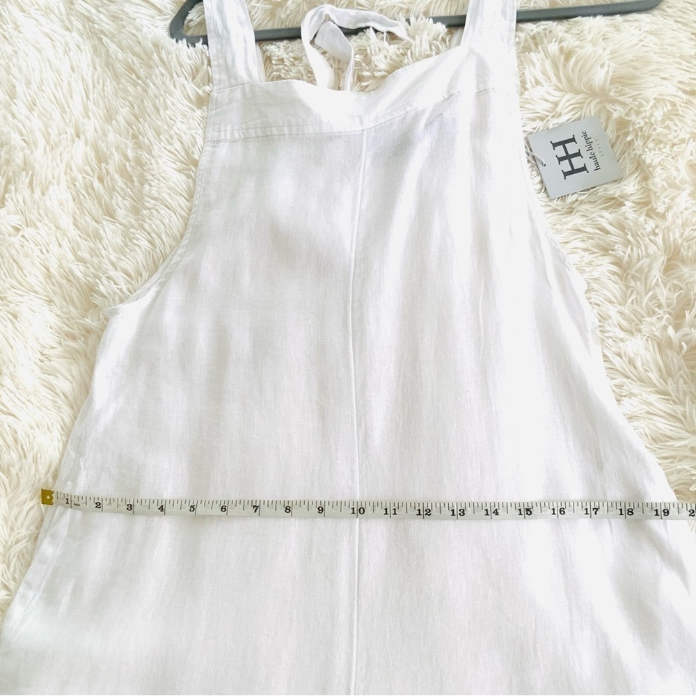 HAUTE HIPPIE STYLE Brilliant White Linen Blend Swimsuit Cover-up Jumpsuit - Picture 12 of 13
